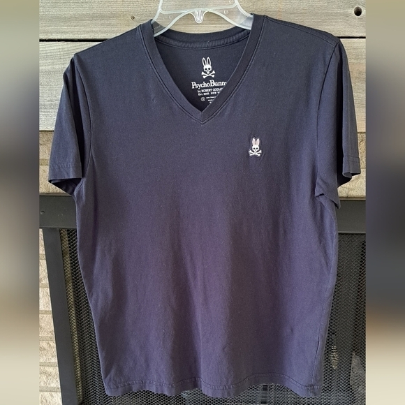 Psycho Bunny Men's Size 3 (XS) Black Short Sleeve V-neck Shirt Embroidered Logo - Picture 1 of 7